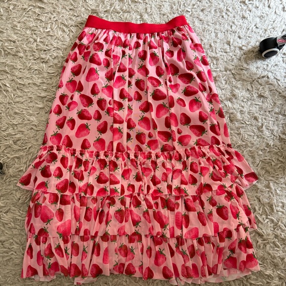 Eva Franco Anthropologie Strawberry Tiered Midi Skirt - Picture 10 of 10